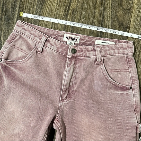 GUESS Originals Mid-Rise Women’s Overdye Slouchy Carpenter Pink Wash Jeans - Picture 12 of 16
